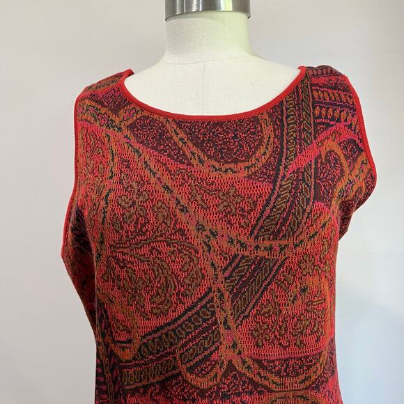 Peruvian Collection Pima Cotton Knit Maxi Dress Sleeveless Red Boho Sz XL - Picture 5 of 8